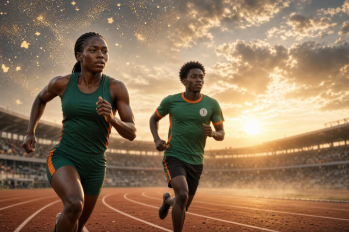 Ugandan Athletes Running on the Track