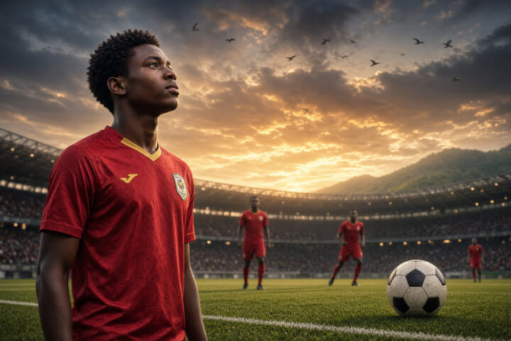 Ugandan Football Player on the Pitch